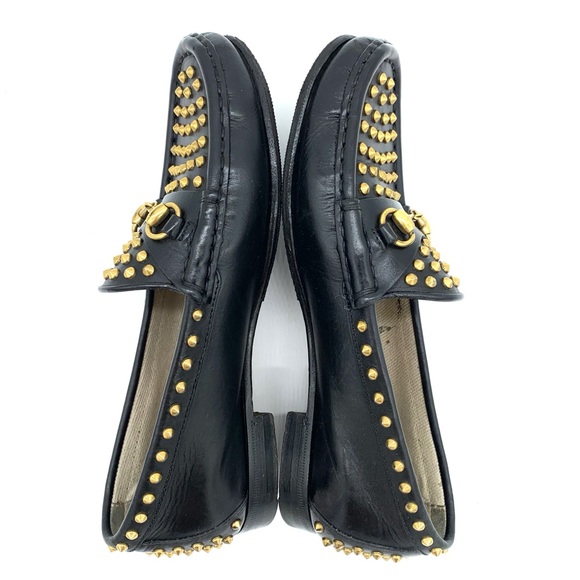 Gucci Betis Glamour Nero Studded Flats Shoes Loafers Horsebit - Picture 5 of 12